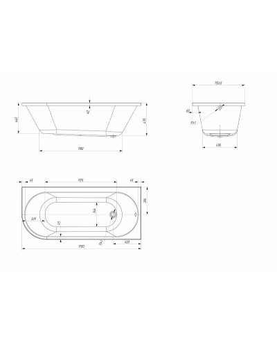 Акриловая ванна Marka One Alisa MG 170x75 R 01али1775п без гидромассажа