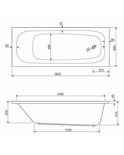 Акриловая ванна Cezares Eco 180х80 ECO-180-80-41-W37 без гидромассажа