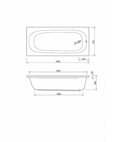 Акриловая ванна Cezares Piave 160x70 PIAVE-160-70-42-W37 без гидромассажа
