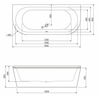 Акриловая ванна Cezares Metauro 180x80 METAURO-wall-180-80-40-W37 без гидромассажа