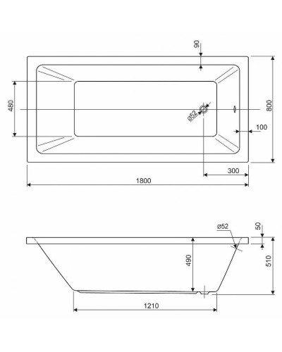 Акриловая ванна Cezares Plane Solo 180x80 PLANE SOLO-180-80-49-W37 без гидромассажа