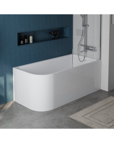 Пристенная прямоугольная акриловая ванна со сливом-переливом BelBagno BB712-1700-730-R правосторонняя