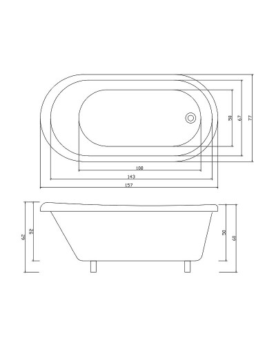 Акриловая ванна Cerutti SPA Classic 157x74 CT9323 без гидромассажа
