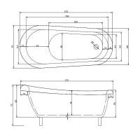 Акриловая ванна Cerutti SPA Classic 170x79 CT9322 без гидромассажа