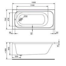 Акриловая ванна Santek Ламма 150x70 1WH501746 без гидромассажа