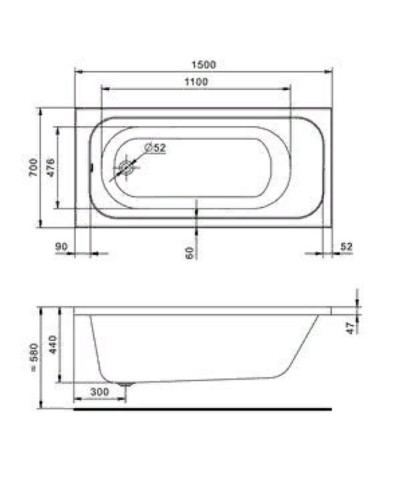 Акриловая ванна Santek Ламма 150x70 1WH501746 без гидромассажа