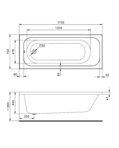 Акриловая ванна Santek Ламма 170x70 1WH501747 без гидромассажа