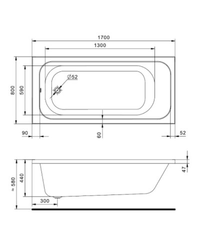 Акриловая ванна Santek Ламма 170x80 1WH501763 без гидромассажа