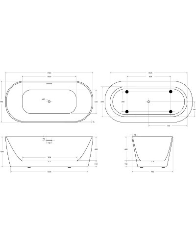 Акриловая ванна BelBagno 170x80 BB415-1700-800 без гидромассажа