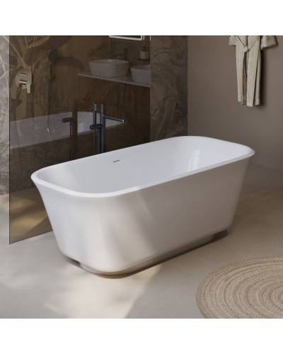 Отдельностоящая, прямоугольная акриловая ванна DUE в комплекте со сливом-переливом BelBagno BB702-1700-800-K