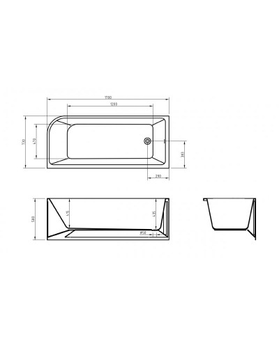 Пристенная, прямоугольная акриловая ванна в комплекте со сливом-переливом BelBagno BB712-1700-730-L левосторонняя