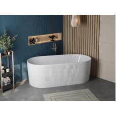 Отдельностоящая овальная акриловая ванна в комплекте со сливом-переливом BelBagno BB411-1700-800