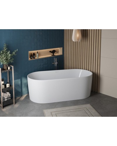 Отдельностоящая овальная акриловая ванна в комплекте со сливом-переливом BelBagno BB411-1700-800