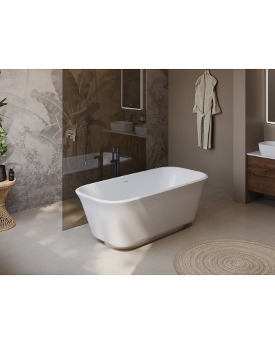 Отдельностоящая, прямоугольная акриловая ванна DUE в комплекте со сливом-переливом BelBagno BB702-1700-800-K