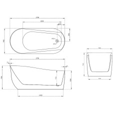 Акриловая ванна Abber 170х78 AB9491-1.7 без гидромассажа