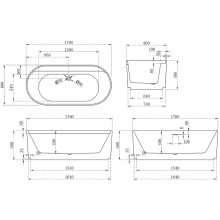 Акриловая ванна Abber 170х80 AB9444MW без гидромассажа