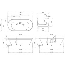 Акриловая ванна Abber 170х80 AB9444MW без гидромассажа