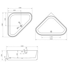 Акриловая ванна Abber 150х150 AB9446MW без гидромассажа