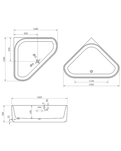 Акриловая ванна Abber 150х150 AB9446MW без гидромассажа