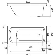 Акриловая ванна 150х70 см Santek Монако 1.WH11.1.976