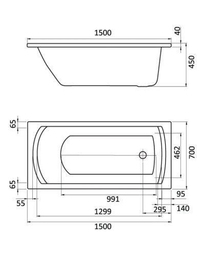 Акриловая ванна 150х70 см Santek Монако 1.WH11.1.976