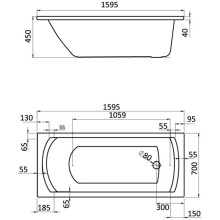 Акриловая ванна 160х70 см Santek Монако 1.WH11.1.977