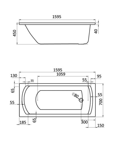 Акриловая ванна 160х70 см Santek Монако 1.WH11.1.977