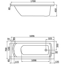 Акриловая ванна 170х70 см Santek Монако 1.WH11.1.979