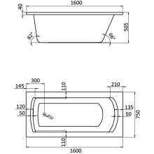 Акриловая ванна 160х75 см Santek Монако XL 1.WH11.1.978