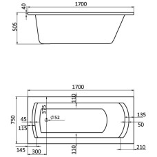 Акриловая ванна 170х75 см Santek Монако XL 1.WH11.1.980