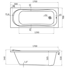 Акриловая ванна 170х70 см Santek Тенерифе XL 1.WH30.1.979