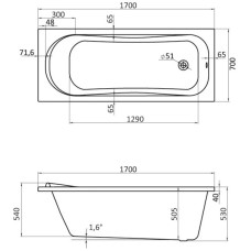 Акриловая ванна 170х70 см Santek Тенерифе XL 1.WH30.1.979
