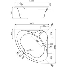 Акриловая ванна 140х140 см Santek Карибы 1.WH11.1.982