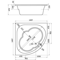 Акриловая ванна 150х150 см Santek Канны 1.WH11.1.983