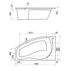 Акриловая ванна 150х90 см L Santek Майорка 1.WH11.1.984