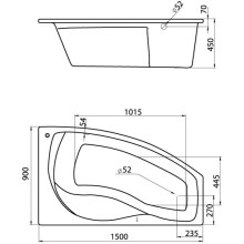 Акриловая ванна 150х90 см R Santek Майорка 1.WH11.1.985