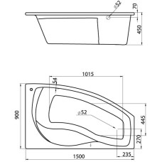 Акриловая ванна 150х90 см R Santek Майорка 1.WH11.1.985