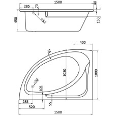 Акриловая ванна 150х100 см L Santek Гоа 1.WH11.2.033