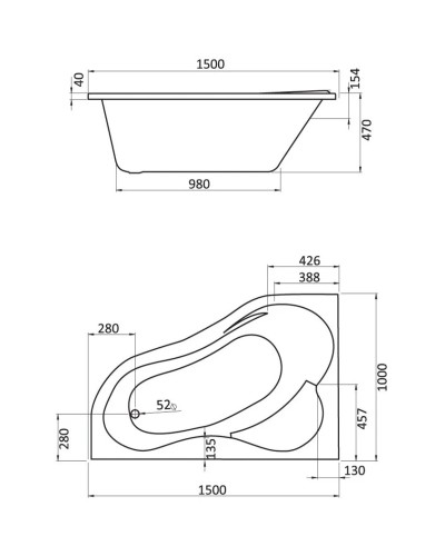 Акриловая ванна 150х100 см L Santek Ибица 1.WH11.2.034