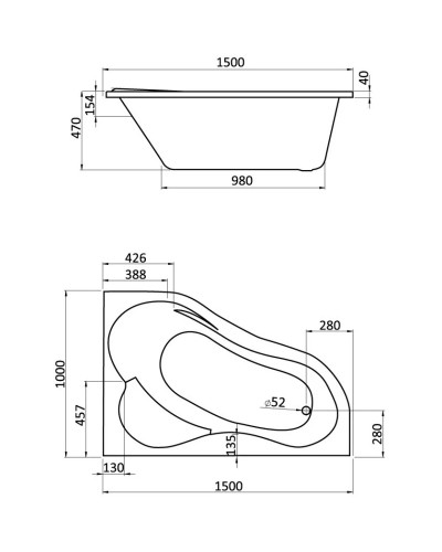 Акриловая ванна 150х100 см R Santek Ибица 1.WH11.2.035