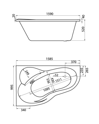 Акриловая ванна 160х100 см L Santek Ибица XL 1.WH11.2.036