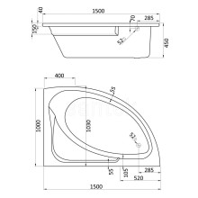 Акриловая ванна 150х100 см R Santek Гоа 1.WH11.2.032