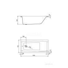 Акриловая ванна 150х70 см Santek Санторини 1.WH30.2.497