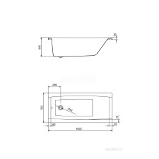 Акриловая ванна 150х70 см Santek Санторини 1.WH30.2.497