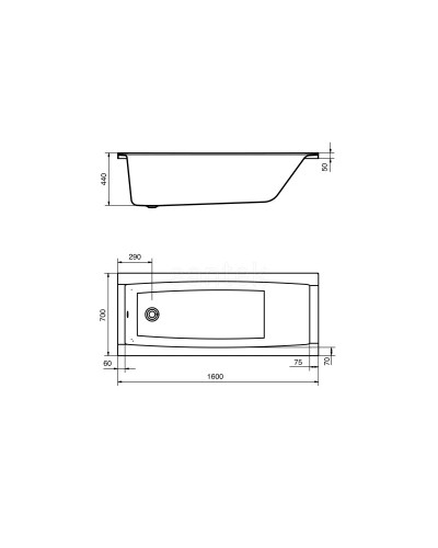 Акриловая ванна 160х70 см Santek Санторини 1.WH30.2.494