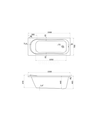 Акриловая ванна 150х70 см Santek Тенерифе 1.WH30.2.213