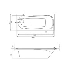 Акриловая ванна 149,7х75,1 см Santek Каледония 1.WH30.2.383