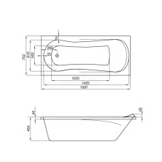 Акриловая ванна 159,7х75,2 см Santek Каледония 1.WH30.2.388