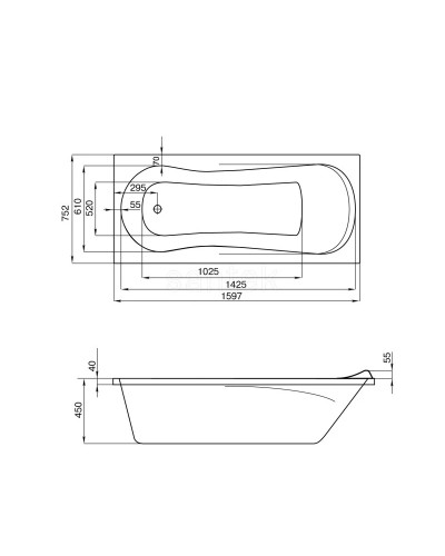 Акриловая ванна 159,7х75,2 см Santek Каледония 1.WH30.2.388