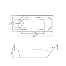 Акриловая ванна 169,7х75,2 см Santek Каледония 1.WH30.2.391